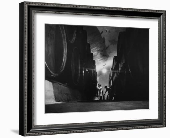 Winery in Gurdzhani, Georgia, Showing Casks in Wine Aging Vault-Stan Wayman-Framed Photographic Print