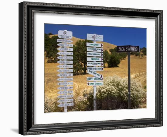 Winery Signs, Santa Ynez Valley, Santa Barbara County, Central California-Richard Cummins-Framed Photographic Print