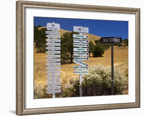 Winery Signs, Santa Ynez Valley, Santa Barbara County, Central California-Richard Cummins-Framed Photographic Print