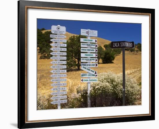 Winery Signs, Santa Ynez Valley, Santa Barbara County, Central California-Richard Cummins-Framed Photographic Print