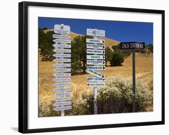 Winery Signs, Santa Ynez Valley, Santa Barbara County, Central California-Richard Cummins-Framed Photographic Print