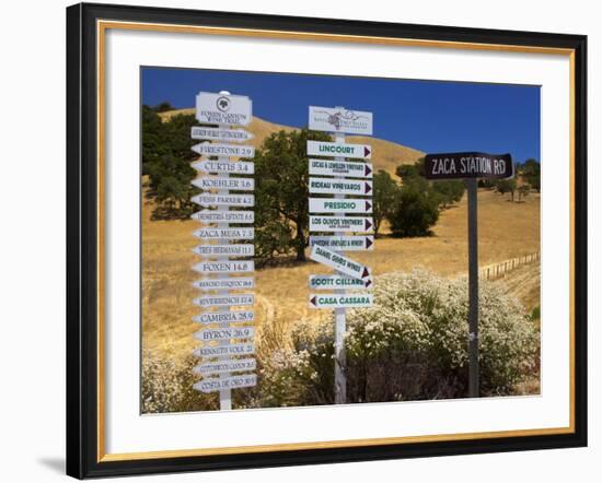 Winery Signs, Santa Ynez Valley, Santa Barbara County, Central California-Richard Cummins-Framed Photographic Print