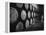 Winery Worker Checking Barrels of Wine-null-Framed Premier Image Canvas