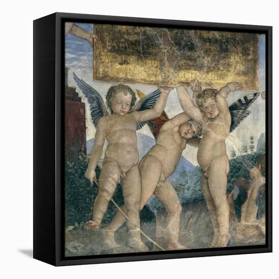 Winged Cherubs Holding the Dedicatory Plaque, Detail from the Meeting Wall, 1465-1474-Andrea Mantegna-Framed Premier Image Canvas