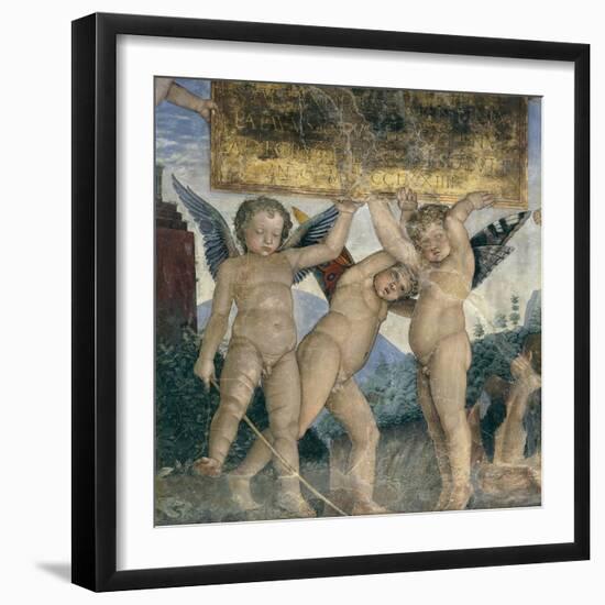 Winged Cherubs Holding the Dedicatory Plaque, Detail from the Meeting Wall, 1465-1474-Andrea Mantegna-Framed Giclee Print