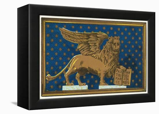 Winged Lion with Book-Found Image Press-Framed Premier Image Canvas