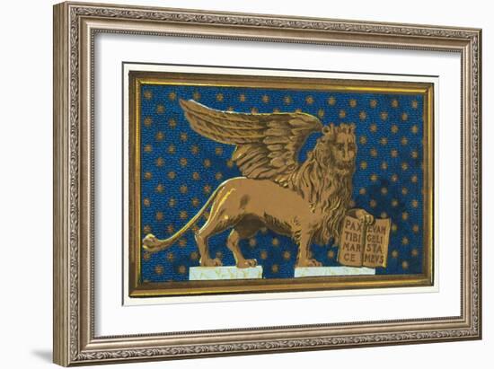 Winged Lion with Book-Found Image Press-Framed Giclee Print