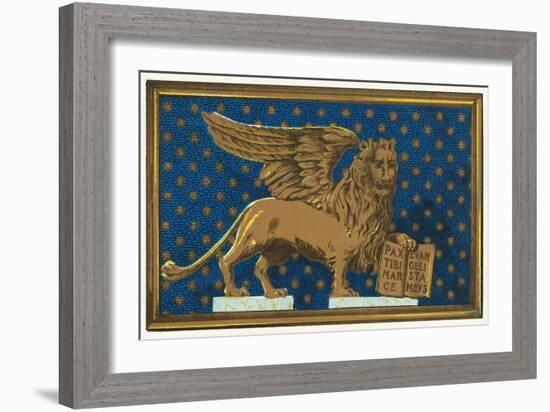 Winged Lion with Book-Found Image Press-Framed Giclee Print