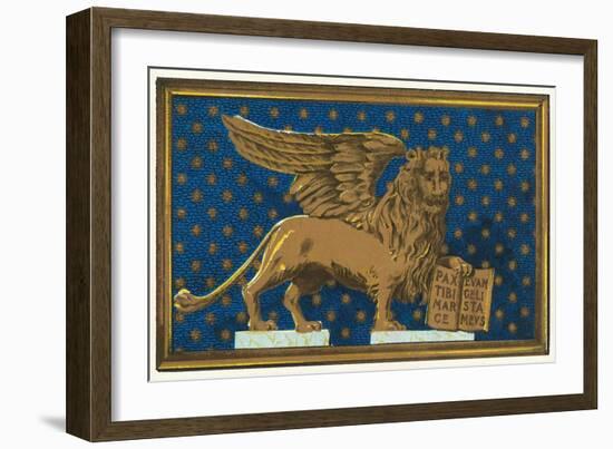 Winged Lion with Book-Found Image Press-Framed Giclee Print