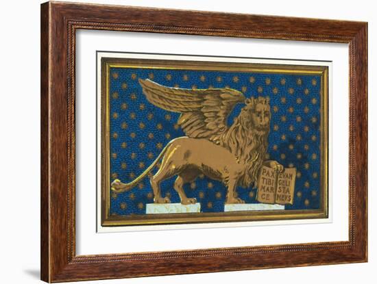 Winged Lion with Book-Found Image Press-Framed Giclee Print