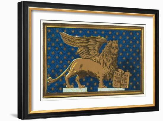 Winged Lion with Book-Found Image Press-Framed Giclee Print