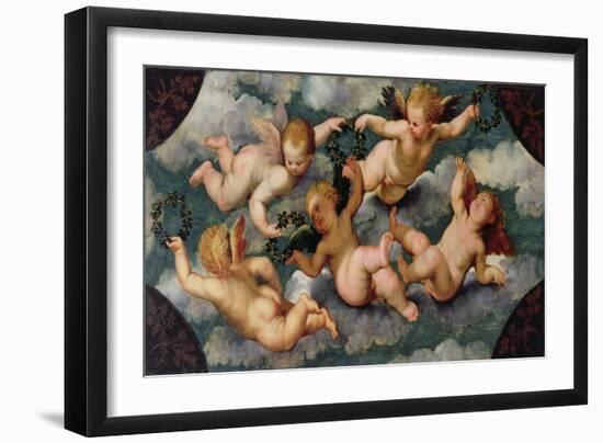 Winged Putti with Garlands-Paris Bordone-Framed Giclee Print