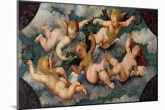Winged Putti with Garlands-Paris Bordone-Mounted Giclee Print