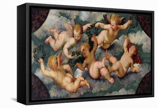 Winged Putti with Garlands-Paris Bordone-Framed Premier Image Canvas