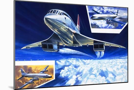 Wings around the World, Concorde Shows the Way at Twice the Speed of a Bullet-Wilf Hardy-Mounted Giclee Print