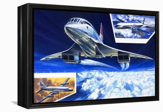 Wings around the World, Concorde Shows the Way at Twice the Speed of a Bullet-Wilf Hardy-Framed Premier Image Canvas