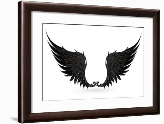 Wings Black, Eps10-Nataliia Natykach-Framed Art Print