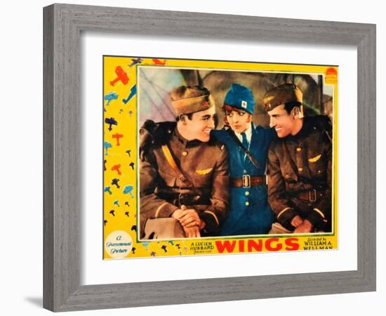 WINGS, Buddy Rogers, Clara Bow, Richard Arlen, 1927-null-Framed Art Print