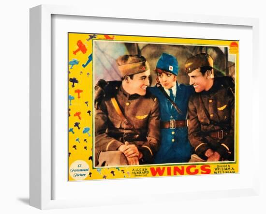 WINGS, Buddy Rogers, Clara Bow, Richard Arlen, 1927-null-Framed Art Print