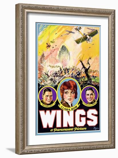 Wings, Richard Arlen, Clara Bow, Charles (Buddy) Rogers, 1927-null-Framed Art Print