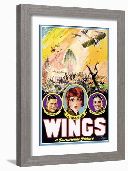 Wings, Richard Arlen, Clara Bow, Charles (Buddy) Rogers, 1927-null-Framed Art Print