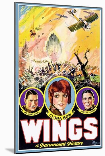 Wings, Richard Arlen, Clara Bow, Charles (Buddy) Rogers, 1927-null-Mounted Art Print