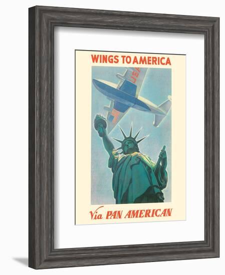 Wings to America - Via Pan American Airways - Statue of Liberty, New York-Paul George Lawler-Framed Art Print