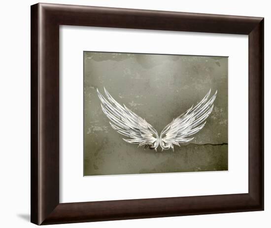 Wings White Old-Style Vector-Nataliia Natykach-Framed Art Print