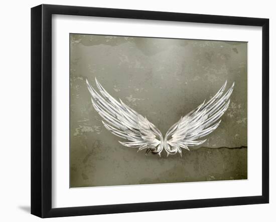 Wings White Old-Style Vector-Nataliia Natykach-Framed Art Print