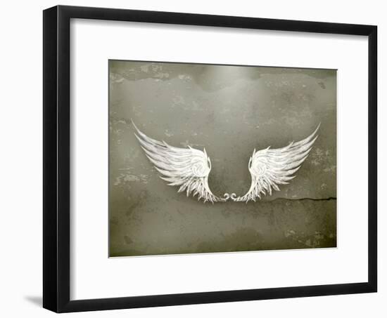 Wings White, Old-Style Vector-Nataliia Natykach-Framed Art Print