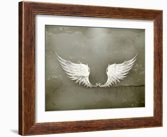 Wings White, Old-Style Vector-Nataliia Natykach-Framed Art Print