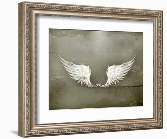 Wings White, Old-Style Vector-Nataliia Natykach-Framed Art Print