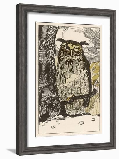 Winking Owl Perched on a Branch, by the Look of It It's an Eagle Owl-A Weisgerber-Framed Art Print