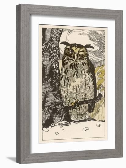 Winking Owl Perched on a Branch, by the Look of It It's an Eagle Owl-A Weisgerber-Framed Art Print