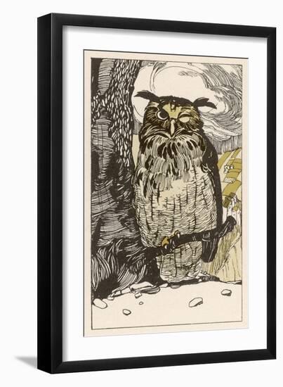 Winking Owl Perched on a Branch, by the Look of It It's an Eagle Owl-A Weisgerber-Framed Art Print