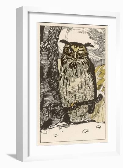 Winking Owl Perched on a Branch, by the Look of It It's an Eagle Owl-A Weisgerber-Framed Art Print