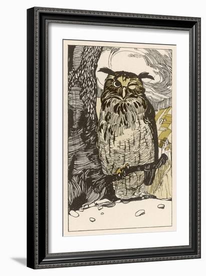 Winking Owl Perched on a Branch, by the Look of It It's an Eagle Owl-A Weisgerber-Framed Art Print