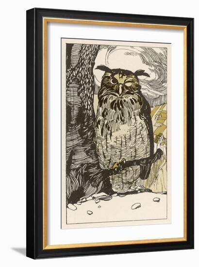 Winking Owl Perched on a Branch, by the Look of It It's an Eagle Owl-A Weisgerber-Framed Art Print