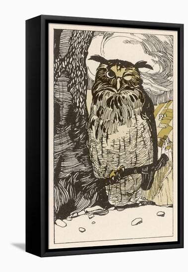 Winking Owl Perched on a Branch, by the Look of It It's an Eagle Owl-A Weisgerber-Framed Stretched Canvas