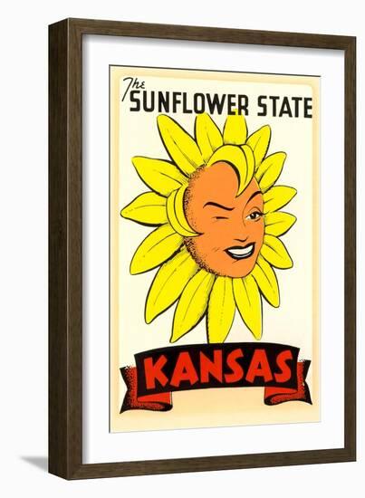 Winking Sunflower-null-Framed Premium Giclee Print