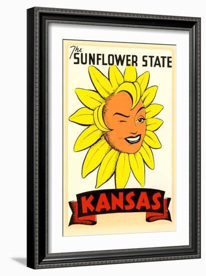 Winking Sunflower-null-Framed Premium Giclee Print