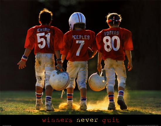 Winners Never Quit - Football-null-Lamina Framed Art Print