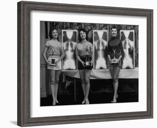 Winning Models Marianne Baba, Lois Conway and Ruth Swensen During a Chiropractor Beauty Contest-Wallace Kirkland-Framed Photographic Print