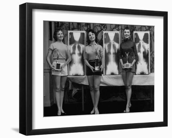 Winning Models Marianne Baba, Lois Conway and Ruth Swensen During a Chiropractor Beauty Contest-Wallace Kirkland-Framed Photographic Print