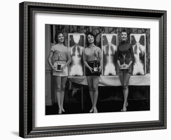 Winning Models Marianne Baba, Lois Conway and Ruth Swensen During a Chiropractor Beauty Contest-Wallace Kirkland-Framed Photographic Print