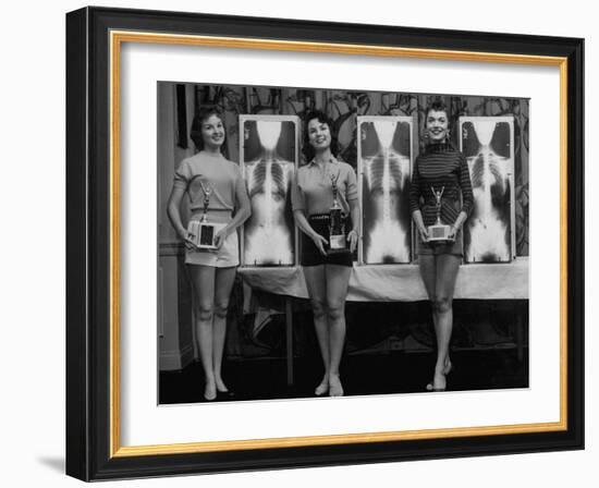 Winning Models Marianne Baba, Lois Conway and Ruth Swensen During a Chiropractor Beauty Contest-Wallace Kirkland-Framed Photographic Print