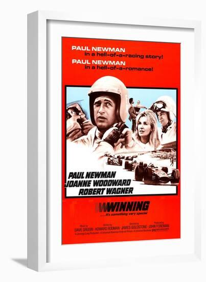 Winning, Paul Newman, Joanne Woodward, Robert Wagner, 1969-null-Framed Premium Giclee Print