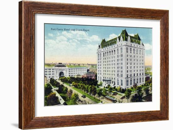 Winnipeg, Manitoba - Fort Garry Hotel, Union Depot Exterior-Lantern Press-Framed Art Print