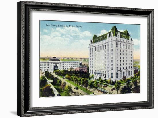 Winnipeg, Manitoba - Fort Garry Hotel, Union Depot Exterior-Lantern Press-Framed Art Print