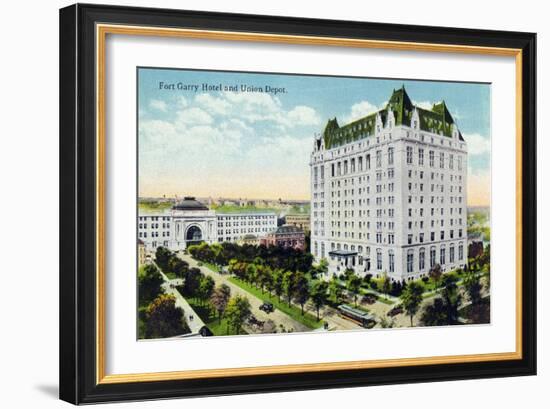 Winnipeg, Manitoba - Fort Garry Hotel, Union Depot Exterior-Lantern Press-Framed Art Print